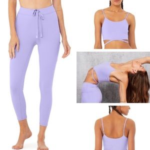 Alo Yoga High Waist 7/8 Checkpoint Leggy & Halo Bra Set - Periwinkle (XS/S)
